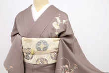 画像をギャラリービューアに読み込む, 【新品】長尺 単衣 付下げ 道長取りに花籠模様 江戸鼠色 フォーマル 略礼装 身丈170.5cm 裄丈68.5cm 正絹着物 SP5-5
