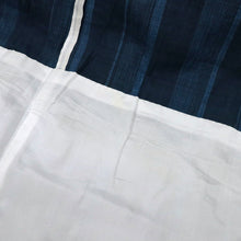 画像をギャラリービューアに読み込む, 【中古】長尺 単衣 紬 細やか縞に絣模様 濃淡紺色 カジュアル 身丈165.5cm 裄丈68cm 単衣着物 TA5-12
