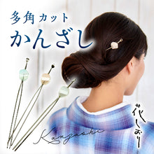 画像をギャラリービューアに読み込む, 花しおり カットガラスかんざし　3種 日本製 簪 クリア ラメ 玉かんざし 玉簪 髪飾り 浴衣 着物 多角カット クリア 透明 ピンク ブルー パールホワイト 和装小物【OS】3880/5801 K21-50
