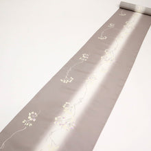 画像をギャラリービューアに読み込む, 夏着物 反物 『絽』高級ちりめん 小紋 花模様 紫鼠 正絹 カジュアル お仕立て可 反24-207
