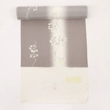 画像をギャラリービューアに読み込む, 夏着物 反物 『絽』高級ちりめん 小紋 花模様 紫鼠 正絹 カジュアル お仕立て可 反24-207
