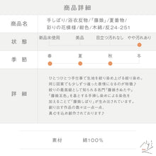画像をギャラリービューアに読み込む, 浴衣反物 手しぼり 細やか孔雀の羽模様 カジュアル 紺色 木綿 夏着物 お仕立て可 和装 絞り きもの 反24-251 古反
