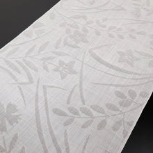 画像をギャラリービューアに読み込む, 麻襦袢 反物 夏の長襦袢『小千谷本麻紋紗』白 萩桔梗撫子 麻着物 長さ9.8m 反巾36cm お仕立て可 反24-300
