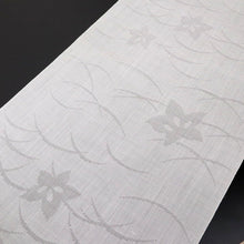 画像をギャラリービューアに読み込む, 麻襦袢 反物 夏の長襦袢『小千谷本麻紋紗』白 芝に桔梗 麻着物 反巾36cm お仕立て可 反24-307
