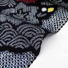 画像をギャラリービューアに読み込む, 手しぼり 浴衣反物 クレマチス桔梗青海波 濃紺 木綿 長さ11.5m 反巾36.5cm カジュアル お仕立可 夏着物 反25-115
