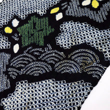 画像をギャラリービューアに読み込む, 手しぼり 浴衣反物 クレマチス桔梗青海波 濃紺 木綿 長さ11.5m 反巾36.5cm カジュアル お仕立可 夏着物 反25-115
