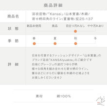 画像をギャラリービューアに読み込む, 浴衣反物『Kansai』山本寛斎 寄せ柄四角のライン グレージュ 黒紺 夏着物 カジュアル 木綿 反巾40cm 反25-137
