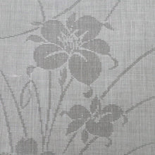 画像をギャラリービューアに読み込む, 反物 夏の紋紗 長襦袢 白 花の地紋 着物下 麻×化繊 交織 反巾36cm お仕立て可 反25-153
