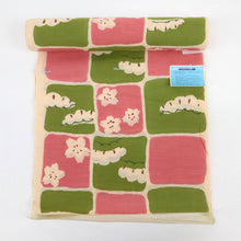 画像をギャラリービューアに読み込む, 浴衣反物 ブランド『ツモリチサト』市松に桜松模様 緑×ピンク 木綿 夏着物 反巾38cm 長さ12m カジュアル 普段着 お仕立て可 反25-161
