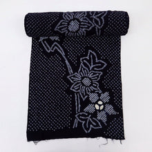 画像をギャラリービューアに読み込む, 手しぼり 浴衣反物 クレマチスの花模様 濃紺 木綿 反巾36cm カジュアル お仕立可 夏着物 反25-171
