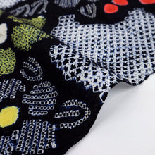 画像をギャラリービューアに読み込む, 手しぼり 浴衣反物 鮮やか花模様 濃紺 木綿 反巾35cm 長さ11.4m カジュアル お仕立可 夏着物 反25-173
