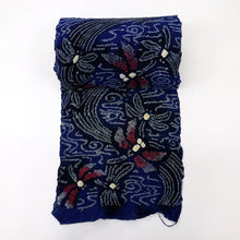 画像をギャラリービューアに読み込む, 手しぼり 浴衣反物 流水にとんぼ 濃淡紺色 カジュアル 木綿 夏着物 お仕立て可 和装 絞り きもの 反25-56
