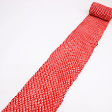 画像をギャラリービューアに読み込む, しぼり 浴衣反物『藤娘』レトロ染 総蜘蛛絞り 赤 木綿 夏着物 お仕立て可 和装 絞り きもの 反25-90
