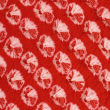 画像をギャラリービューアに読み込む, しぼり 浴衣反物『藤娘』レトロ染 総蜘蛛絞り 赤 木綿 夏着物 お仕立て可 和装 絞り きもの 反25-90
