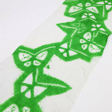 画像をギャラリービューアに読み込む, 手しぼり 浴衣反物 ちょうちょ 白×グリーン 木綿 長さ11.1m 反巾35cm カジュアル お仕立可 夏着物 反25-99
