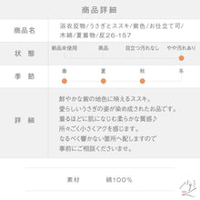 画像をギャラリービューアに読み込む, 浴衣反物 訳あり うさぎとススキ 紫色 木綿 夏着物 反巾37cm お仕立可［きものふりく］反26-157【古反】
