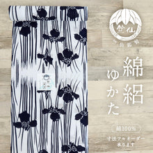 画像をギャラリービューアに読み込む, 新品 竺仙鑑製 浴衣反物『綿絽』菖蒲の花 白×濃紺 木綿 長さ12m 反巾38cm カジュアル お仕立て可［きものふりく］反26-215
