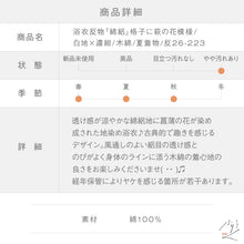 画像をギャラリービューアに読み込む, 浴衣反物 訳あり 綿絽 格子に萩の花模様 白地×濃紺 木綿 夏着物 反巾35cm お仕立可［きものふりく］反26-223【古反】
