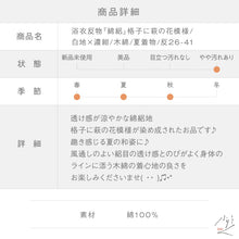 画像をギャラリービューアに読み込む, 浴衣反物 訳あり 綿絽 格子に萩の花模様 白地×濃紺 木綿 夏着物 反巾36.5cm お仕立可［きものふりく］反26-41【古反】
