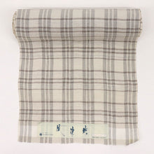 画像をギャラリービューアに読み込む, 【新品】 綿麻 反物 キングサイズ『風凜館』格子柄 極淡いグレー 麻55％ 綿45％ 長さ12m以上 反巾39.5cm 日本製 夏着物 きもの 和装 反S3-11
