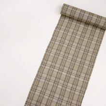 画像をギャラリービューアに読み込む, 【新品】 綿麻 反物 キングサイズ『風凜館』格子柄 グレージュ 麻55％ 綿45％ 長さ12m以上 反巾39.5cm 日本製 夏着物 きもの 和装 反Y3-10
