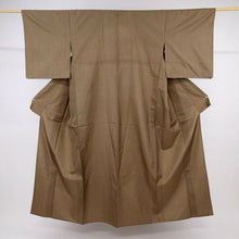 画像をギャラリービューアに読み込む, 【中古】単衣『本場縞大島』紬 みじん格子縞模様 濃淡茶 証紙有 カジュアル 作家落款有 身丈162cm 裄丈68cm 正絹着物 TC6-4
