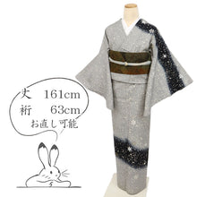 画像をギャラリービューアに読み込む, 【中古】特選 紬 訪問着 霰に雪華の舞い模様 カジュアル グレー 身丈161cm 裄丈63cm 袷正絹着物 TH11-4
