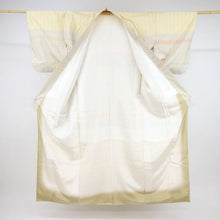 画像をギャラリービューアに読み込む, 【中古】長尺 紬 訪問着 横段 細やか格子柄 浅黄色 カジュアル 身丈167cm 裄丈66cm 袷正絹着物 TY10-1
