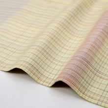 画像をギャラリービューアに読み込む, 【中古】長尺 紬 訪問着 横段 細やか格子柄 浅黄色 カジュアル 身丈167cm 裄丈66cm 袷正絹着物 TY10-1
