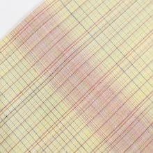 画像をギャラリービューアに読み込む, 【中古】長尺 紬 訪問着 横段 細やか格子柄 浅黄色 カジュアル 身丈167cm 裄丈66cm 袷正絹着物 TY10-1
