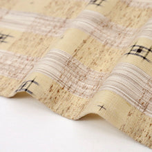画像をギャラリービューアに読み込む, 【中古】長尺 単衣『ぜんまい紬』格子に井桁絣 砥粉色 カジュアル 身丈169.5cm 裄丈67cm 単衣着物 TY5-8
