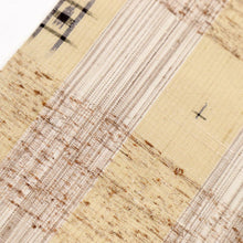 画像をギャラリービューアに読み込む, 【中古】長尺 単衣『ぜんまい紬』格子に井桁絣 砥粉色 カジュアル 身丈169.5cm 裄丈67cm 単衣着物 TY5-8
