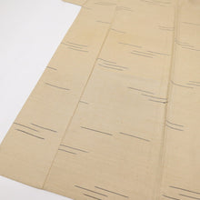 画像をギャラリービューアに読み込む, 【中古】単衣 希少『ざざんざ織り』紬 横段霞 淡いベージュ カジュアル 身丈160cm 裄丈67cm 正絹 TY7-10
