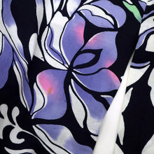 画像をギャラリービューアに読み込む, 【中古】長尺 浴衣 鮮やか植物 菖蒲の花模様 濃紺 カジュアル 木綿 身丈161.5cm 裄丈64.5cm 夏着物 UA5-32

