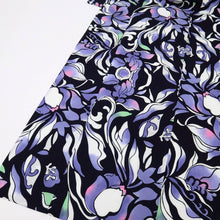 画像をギャラリービューアに読み込む, 【中古】長尺 浴衣 鮮やか植物 菖蒲の花模様 濃紺 カジュアル 木綿 身丈161.5cm 裄丈64.5cm 夏着物 UA5-32

