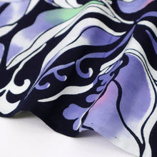 画像をギャラリービューアに読み込む, 【中古】長尺 浴衣 鮮やか植物 菖蒲の花模様 濃紺 カジュアル 木綿 身丈161.5cm 裄丈64.5cm 夏着物 UA5-32
