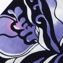 画像をギャラリービューアに読み込む, 【中古】長尺 浴衣 鮮やか植物 菖蒲の花模様 濃紺 カジュアル 木綿 身丈161.5cm 裄丈64.5cm 夏着物 UA5-32
