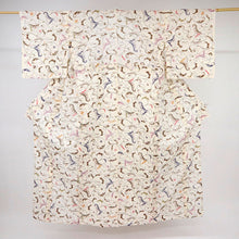 画像をギャラリービューアに読み込む, 【中古】長尺 綿紅梅浴衣 榎本謹製 彩りの花唐草 クリーム色 身丈163cm 裄丈69cm 木綿着物 UY9-1
