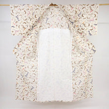 画像をギャラリービューアに読み込む, 【中古】長尺 綿紅梅浴衣 榎本謹製 彩りの花唐草 クリーム色 身丈163cm 裄丈69cm 木綿着物 UY9-1
