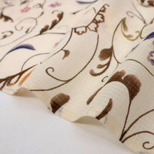 画像をギャラリービューアに読み込む, 【中古】長尺 綿紅梅浴衣 榎本謹製 彩りの花唐草 クリーム色 身丈163cm 裄丈69cm 木綿着物 UY9-1
