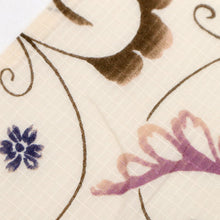 画像をギャラリービューアに読み込む, 【中古】長尺 綿紅梅浴衣 榎本謹製 彩りの花唐草 クリーム色 身丈163cm 裄丈69cm 木綿着物 UY9-1
