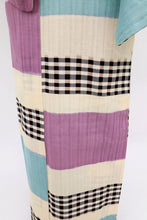 画像をギャラリービューアに読み込む, 【中古】長尺 ブランド浴衣『ツモリチサト』格子横段かすれ 多色 身丈166.5cm 裄丈70.5cm 木綿着物 UY9-3
